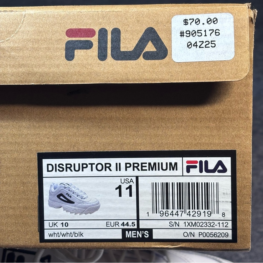 Fila Disruptor II Premium White and Black Sneakers - Picture 2 of 16